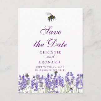 Cartão Postal Lavander Purple Simple Salve A Data