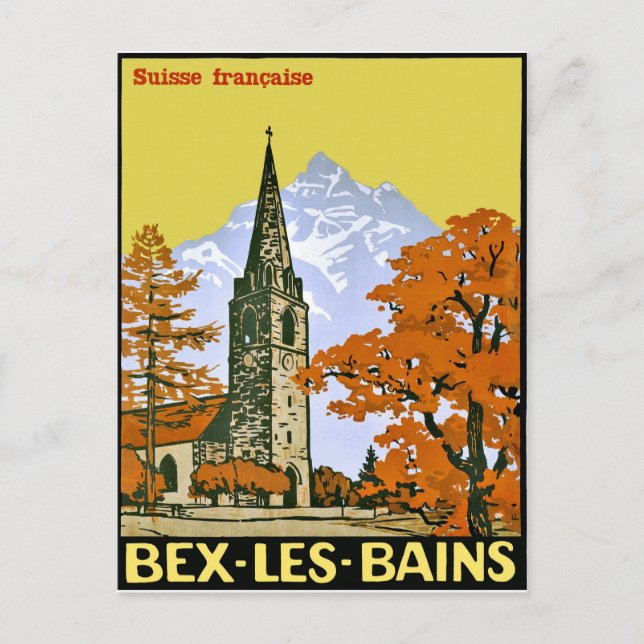 Cartão Postal Lavey les Bains, aldeia da Suiça, colheita (Frente)