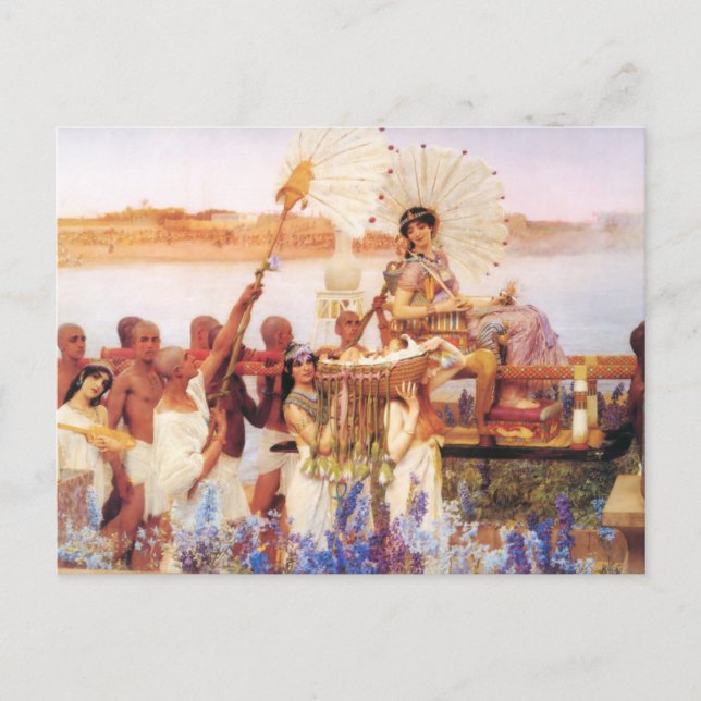 Cartão Postal Lawrence Alma Tadema A descoberta de Moisés (Frente)