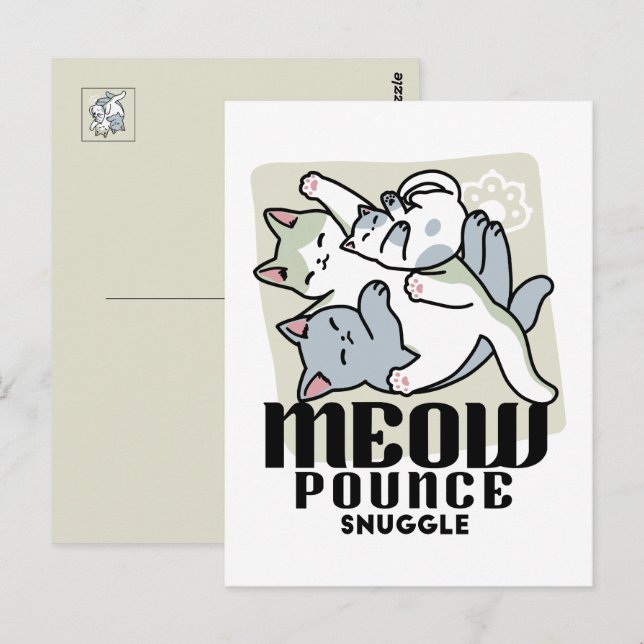 Cartão Postal Lazer - Design de Gatos Preguiçosos (Frente/Verso)