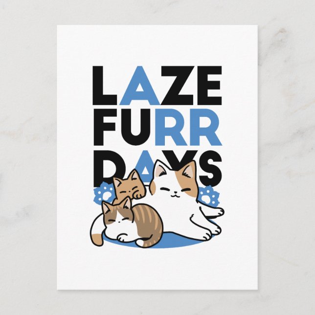 Cartão Postal Lazer - Design de Gatos Preguiçosos (Frente)