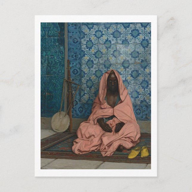 Cartão Postal Le Barde Noir por Jean-Léon Gérôme, c1888 (Frente)