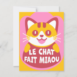 Cartão Postal Le Chat Fait Miaou Cute French Orange Tabby