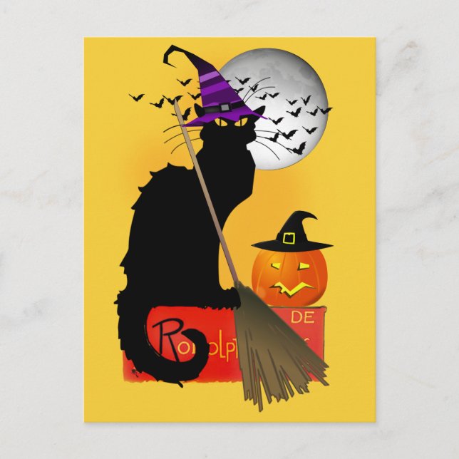Cartão Postal Le Chat Noir Halloween Witch (Frente)