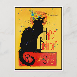 Cartão Postal Le Chat Noir Happy Birthday