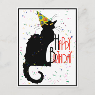 Cartão Postal Le Chat Noir Happy Birthday