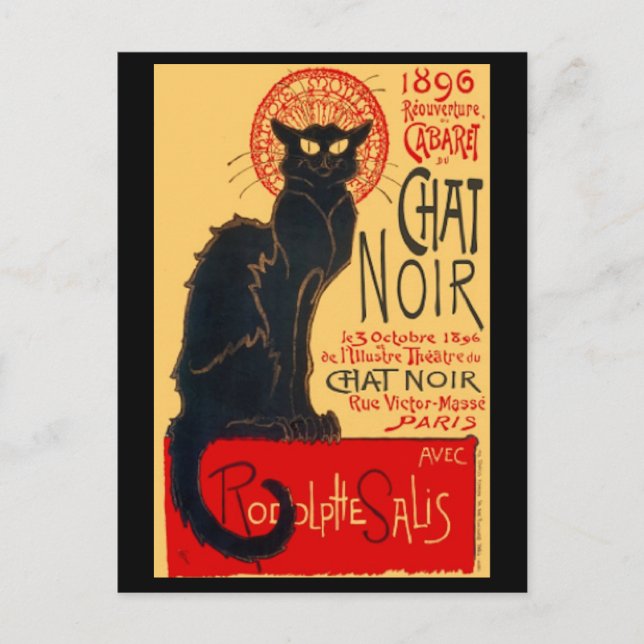 Cartão Postal Le Chat Noir, The Black Cat, Art Postcard (Frente)