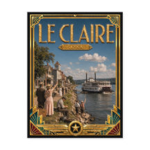 Le Claire Iowa Arte Deco Vintage Idade Dourada