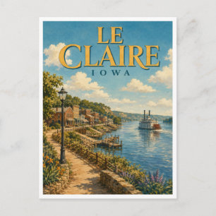 Cartão Postal Le Claire Iowa Rio Mississippi GeoSaga