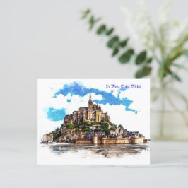 Cartão Postal Le Mont Santo Michel na Normandia, França.