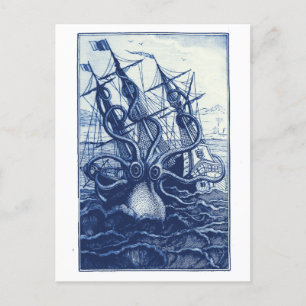 Cartão Postal Le Poulpe Colossal 1801 Azul