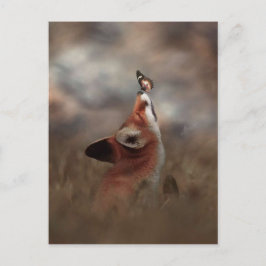 Cartão Postal Le renard et le papillon