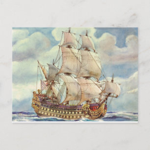 Cartão Postal Le Terrible, navio de guerra de Luís XIV