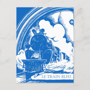 Cartão Postal Le Train Bleu Blue Train Viagens vintage Literatur