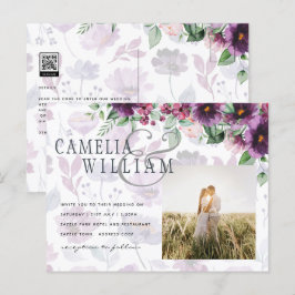 Cartão Postal Leah G Plum Purple Berry Floral Casamento Fall Win