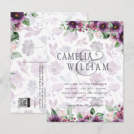 Cartão Postal Leah G Plum Purple Berry Floral Casamento Fall Win