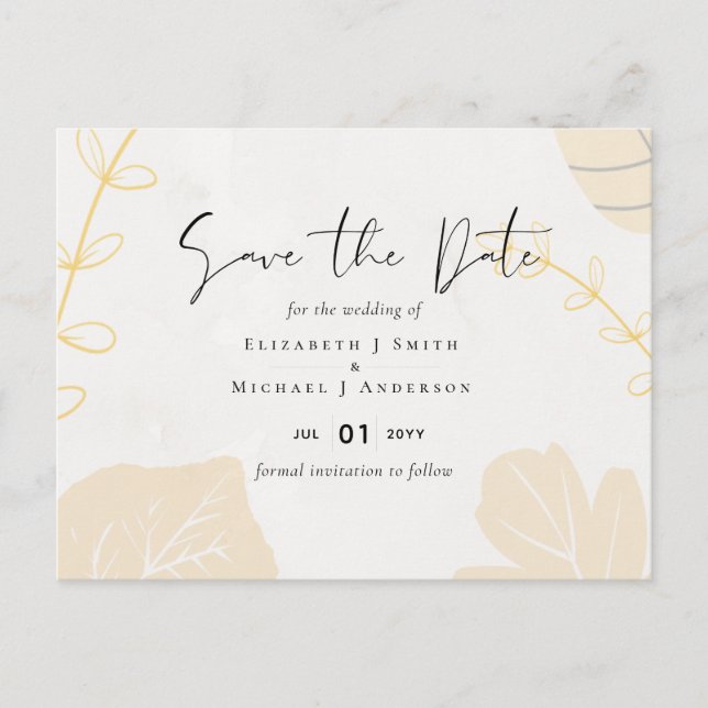 Cartão Postal LeahG Orçamento Casamento de Cinzas Douradas Folha (Frente)