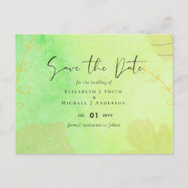 Cartão Postal LeahG Orçamento Casamento Watercolor Teal Verde Az