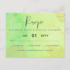 Cartão Postal LeahG Orçamento Casamento Watercolor Teal Verde Az