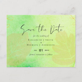 Cartão Postal LeahG Orçamento Casamento Watercolor Teal Verde Az