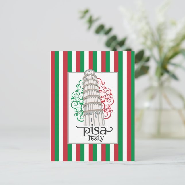 Cartão Postal Leaning Tower of Pisa Italy for Travel Enthusiasts (Em pé/Frente)