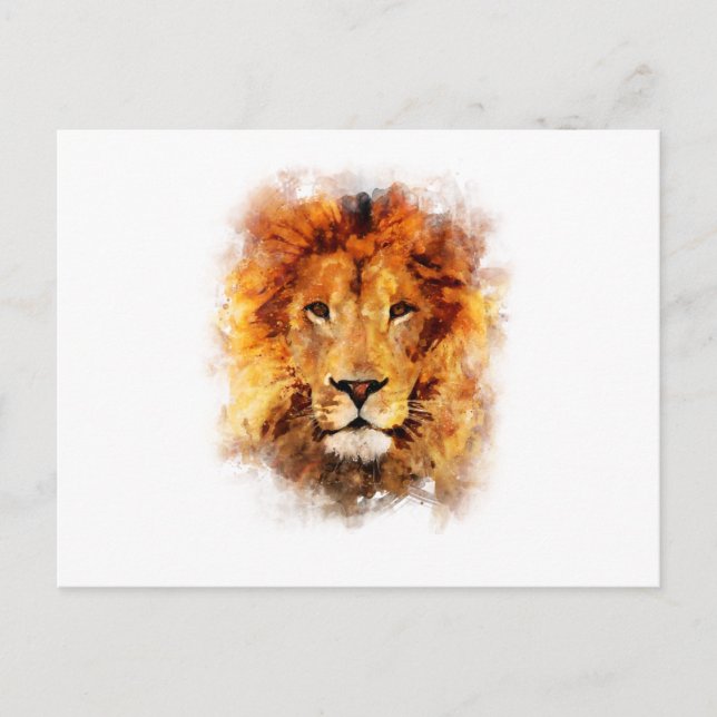 Cartão Postal Leão Aquarela (Frente)