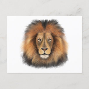Cartão Postal leão aquarela Leo rei safari animal selva gato