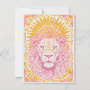 Cartão Postal Leão Celestial Rosa e Laranja