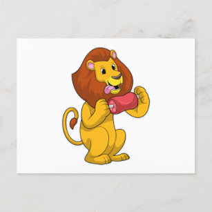 Cartão Postal Leão com carne