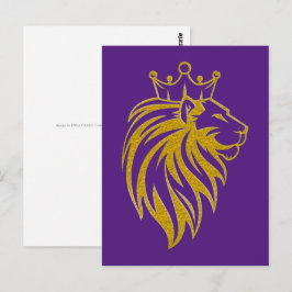 Cartão Postal Leão Com Coroa - Estilo Dourado 2