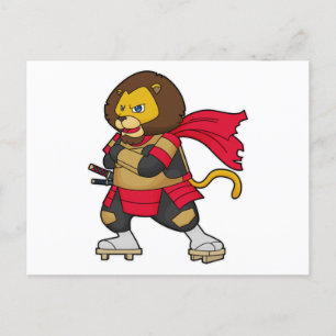 Cartão Postal Leão como Guerreiro com Cape