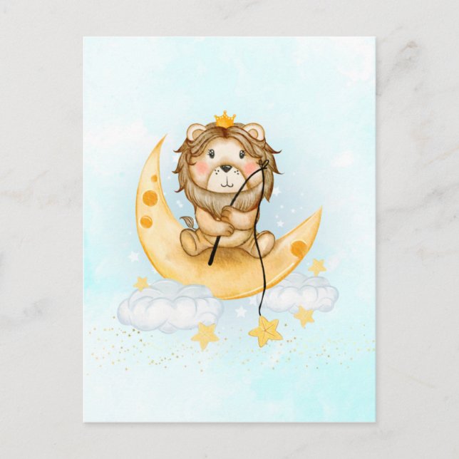 Cartão Postal Leão de Cuta que pesca na Aquarela da Lua (Frente)