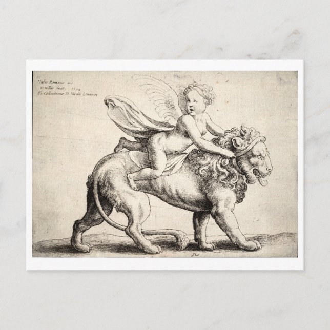 Cartão Postal leão e cherub (Frente)