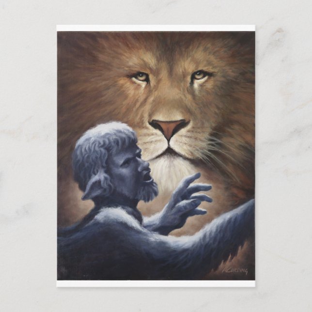 Cartão Postal Leão e estátua (Frente)