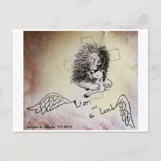 Cartão Postal Leão e Lamb