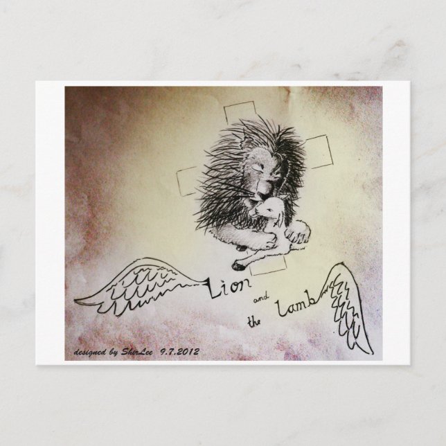 Cartão Postal Leão e Lamb (Frente)