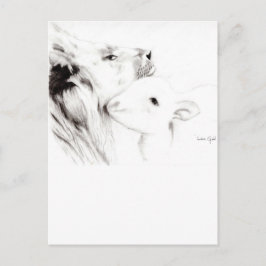 Cartão Postal Leão e Lamb