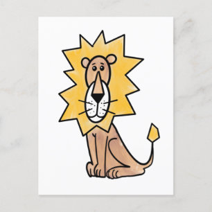 Cartão Postal leão fofo desenho infantil retrô safári animal da