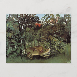 Cartão Postal Leão Fome de Henri Rousseau, Vintage Wild Animal