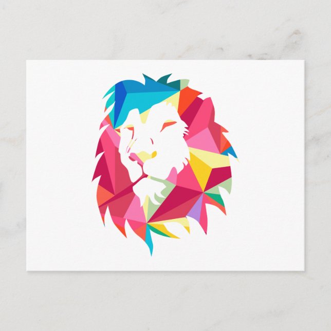 Cartão Postal Leão Geomátrico Triângulo (Frente)