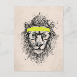 Cartão Postal Leão hipster (fundo claro)