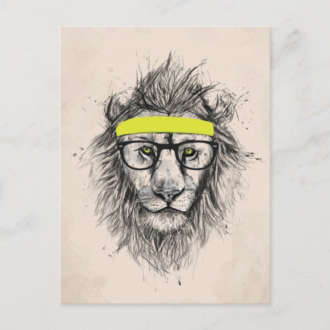 Cartão Postal Leão hipster (fundo claro) (Frente)