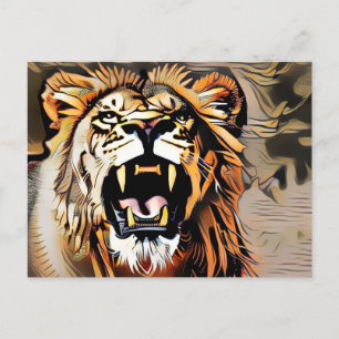 Cartão Postal Leão Majestoso Fierce - Rei Das Bestas