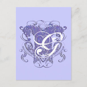 Cartão Postal Leão Renascença Casamento Monograma Obrigado