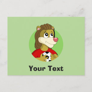 Cartão Postal Leão segurando cartoon de bola de futebol