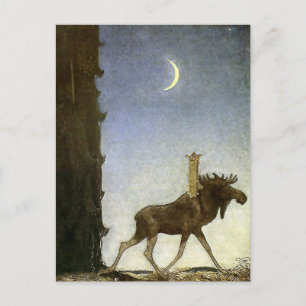 Cartão Postal "Leap the Elk" Watercolor de John Bauer