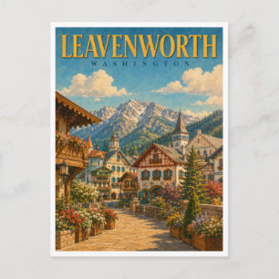 Cartão Postal Leavenworth Washington Alpine Village GeoSaga