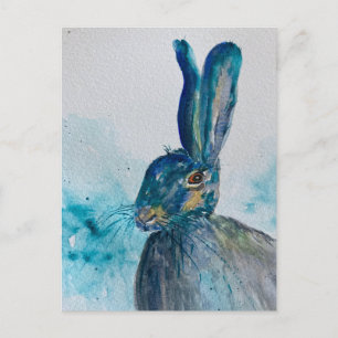 Cartão Postal Lebre Coelho Aquarela