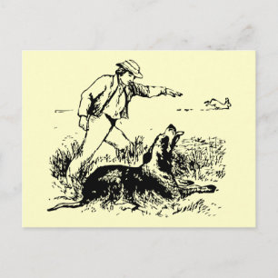 Cartão postal Lebre e Cão de Caça