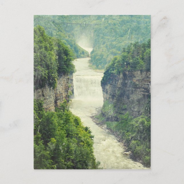 Cartão Postal Lechworth State Park Waterfall Genesee River (Frente)